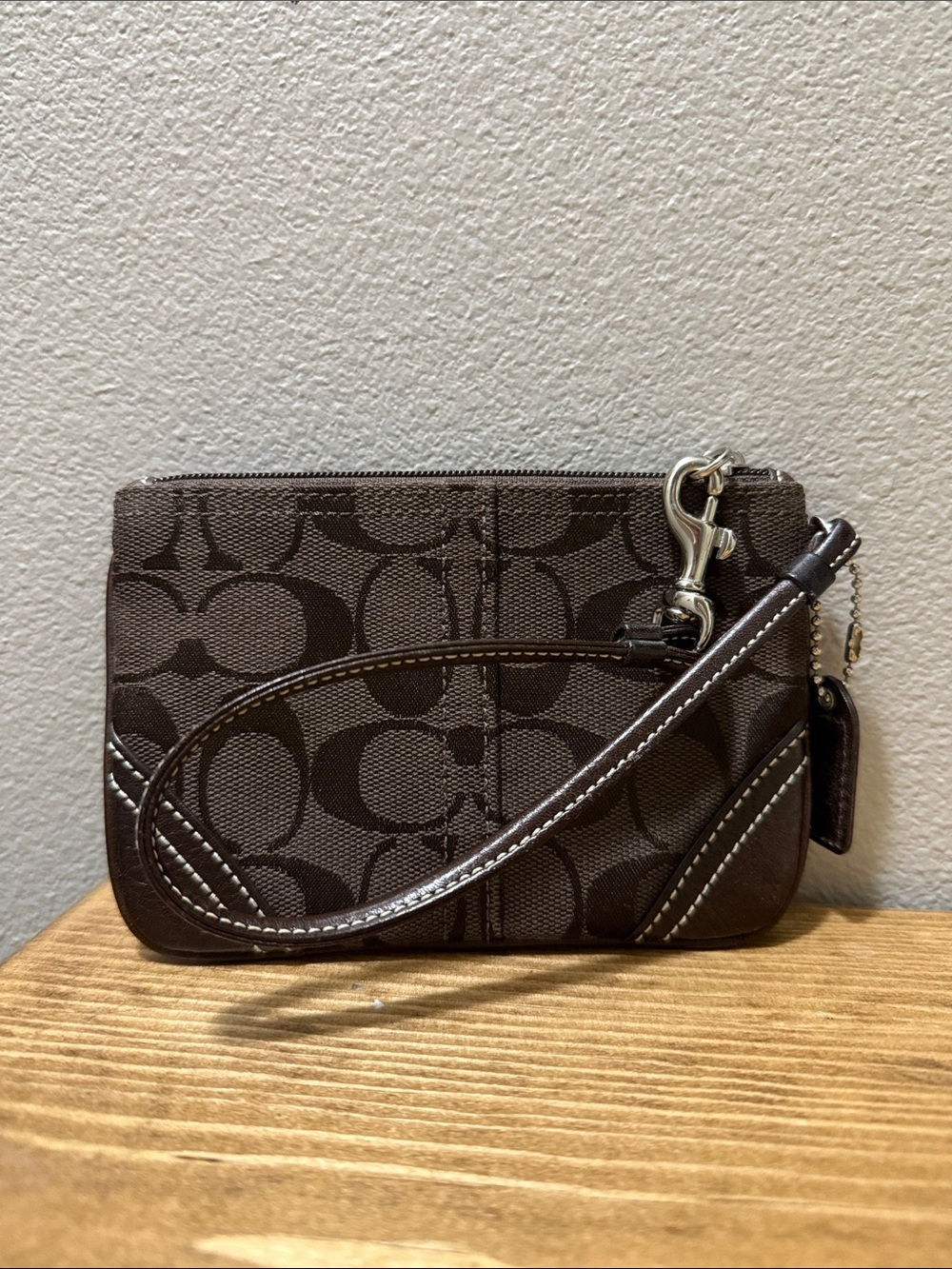 Coach Signature Canvas Wristlet - Like New